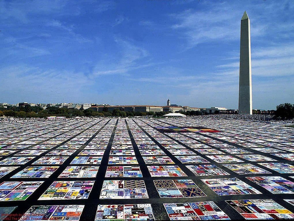 Aids Quilt in Front of Washington Monument